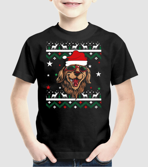 Ugly sweater dog model negru pe tricou