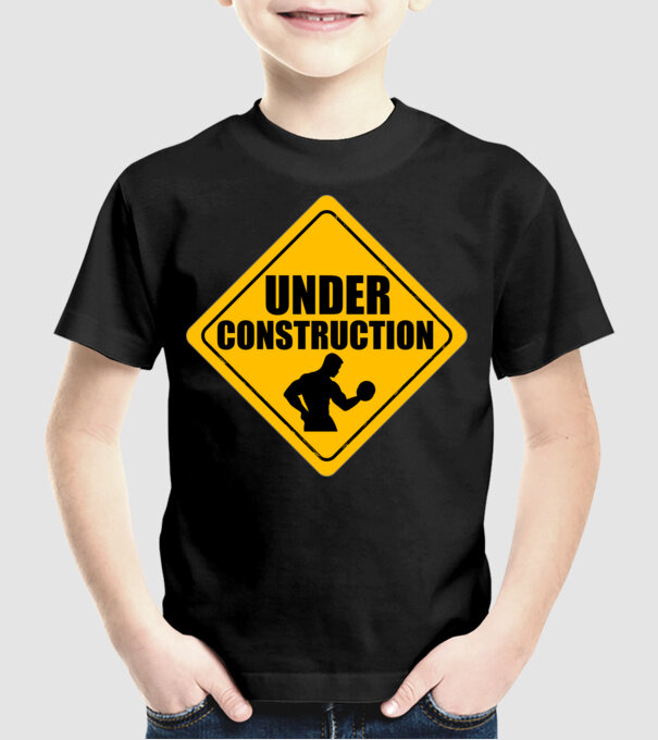 Under Construction model negru pe tricou