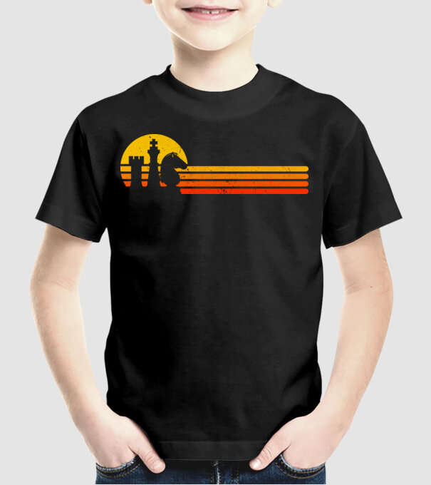 Vintage chesss sunset model negru pe tricou