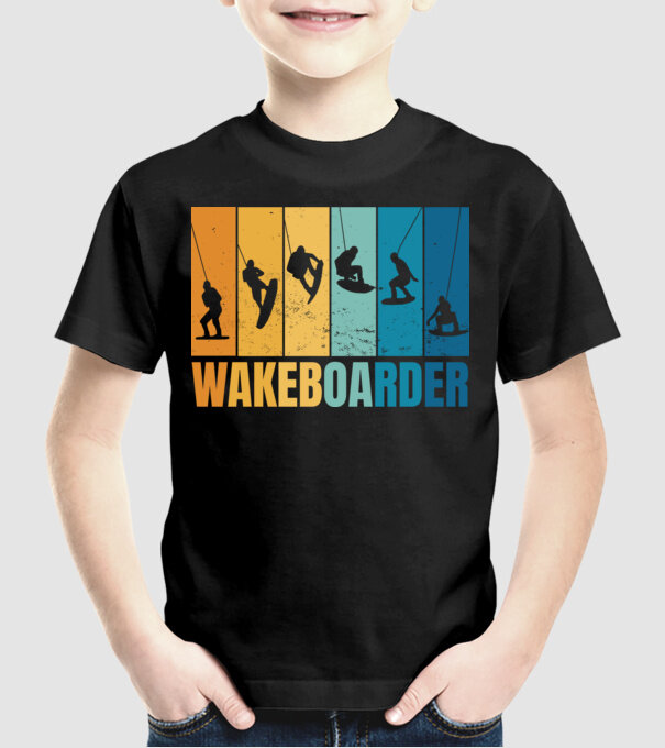 Wakeboard model negru pe tricou