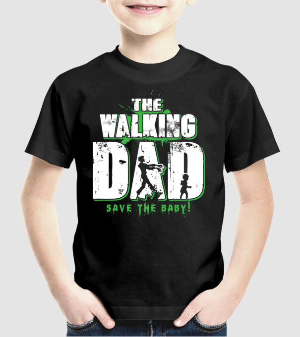 Walking dad green model negru pe tricou