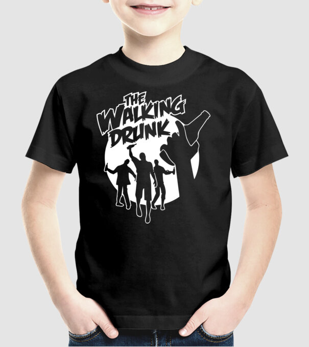 Walking Drunk model negru pe tricou