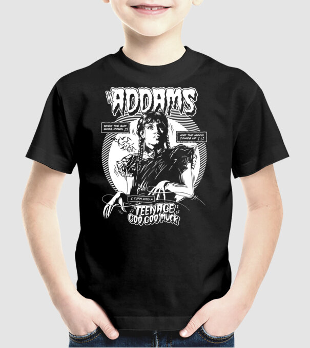 WEDNESDAY ADDAMS TEENAGE GOO GOO MUCK model negru pe tricou