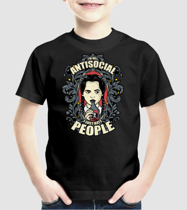 WEDNESDAY - Just hate people model negru pe tricou