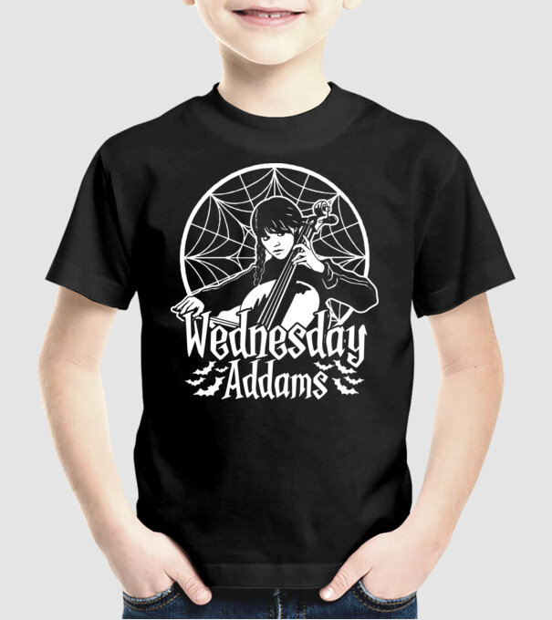 Wednesday Window model negru pe tricou