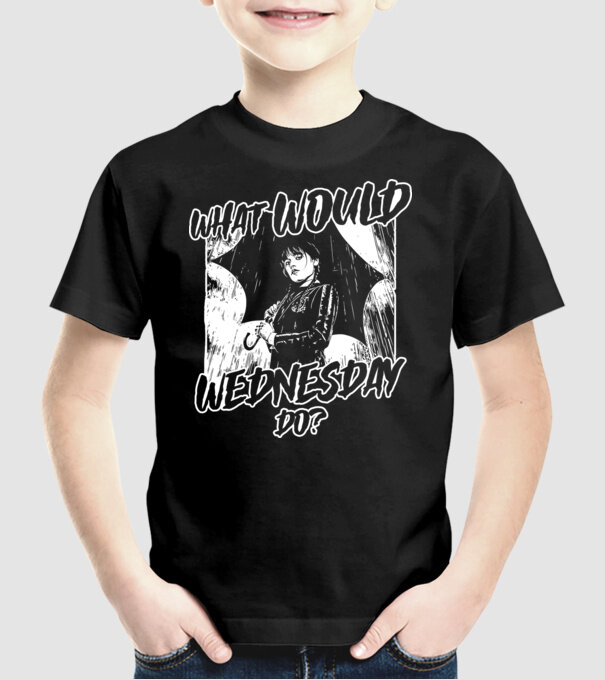 What would Wednesday do model negru pe tricou