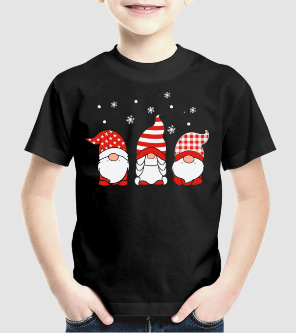Xmas gnomes model negru pe tricou