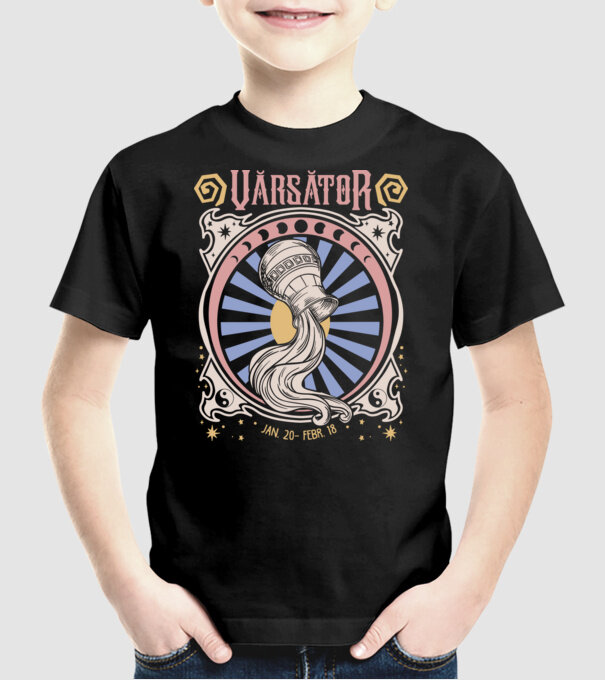 Zodiac Vintage VĂRSĂTOR model negru pe tricou