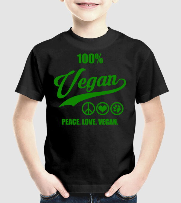 100% vegan model negru pe tricou