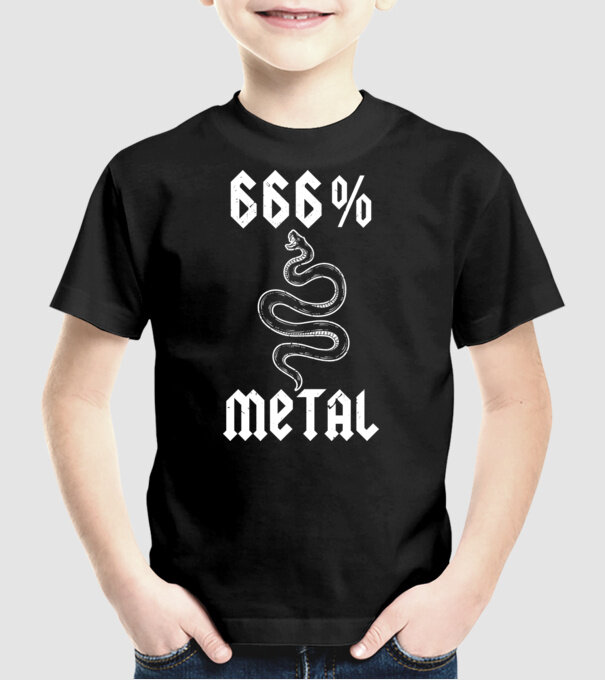 666 Metal model negru pe tricou
