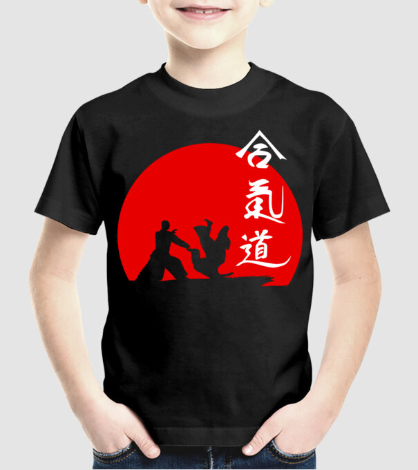 Aikido model negru pe tricou