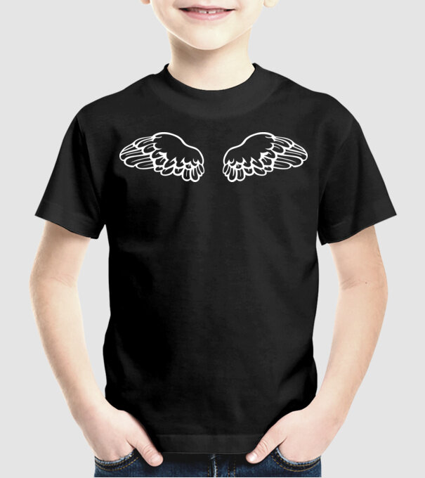 Aripă de înger model negru pe tricou