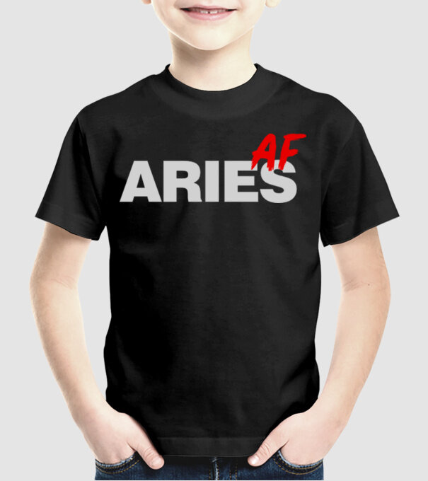 ARIES as fuck model negru pe tricou
