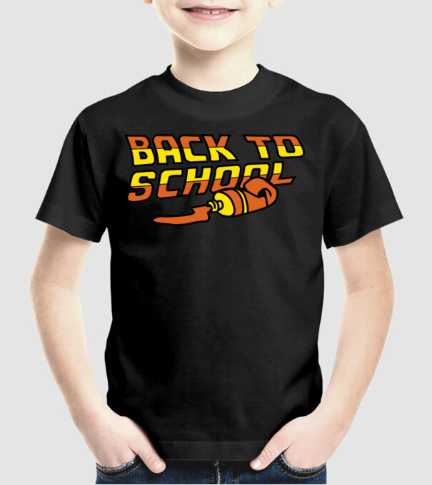 Back to school model negru pe tricou