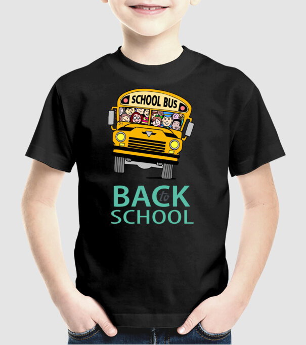 Back to school bus model negru pe tricou