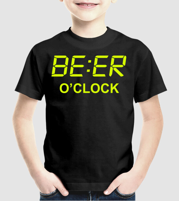 'Beer o'' clock' model negru pe tricou