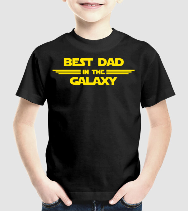 Best dad in the galaxy model negru pe tricou