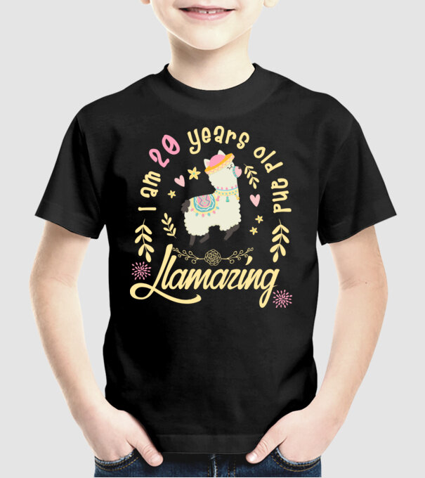 Birthday Llamazing 20 years old model negru pe tricou