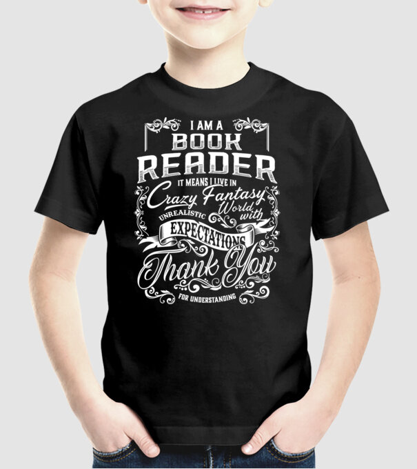 Book reader model negru pe tricou