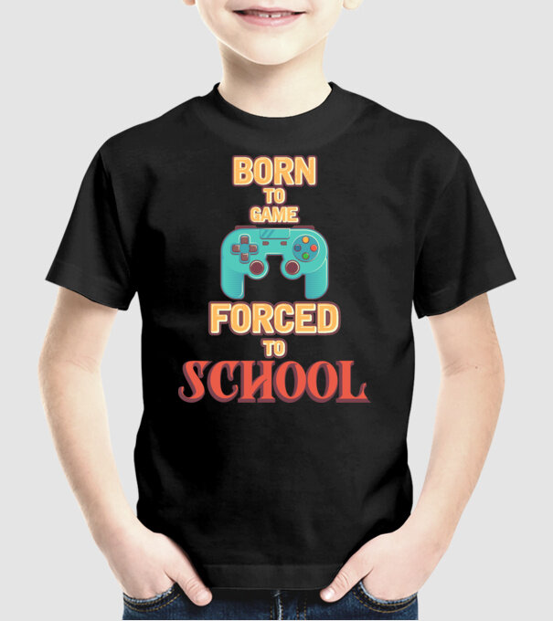 Born to game model negru pe tricou