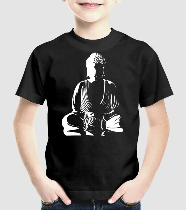 buddha silhouette model negru pe tricou