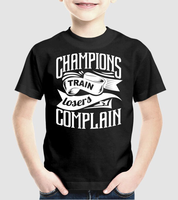 champions train model negru pe tricou