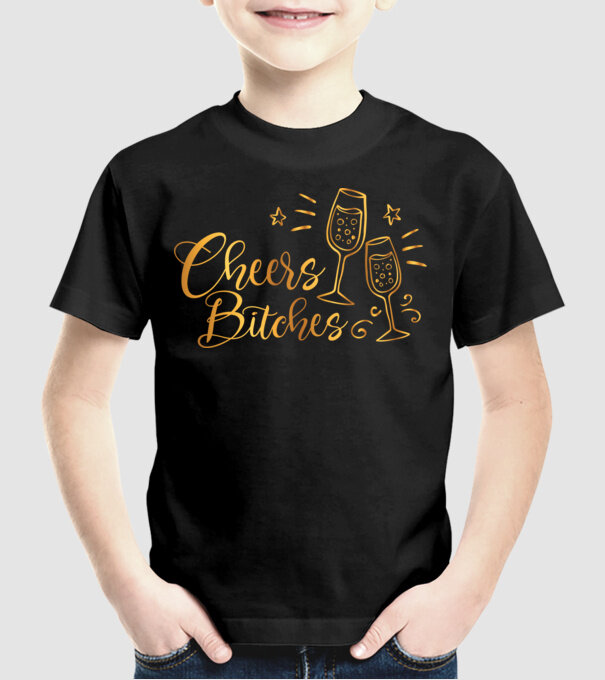 Cheers Bitches model negru pe tricou