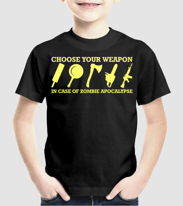 choose your weapon model negru pe tricou