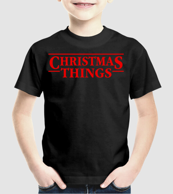 Christmas Things model negru pe tricou