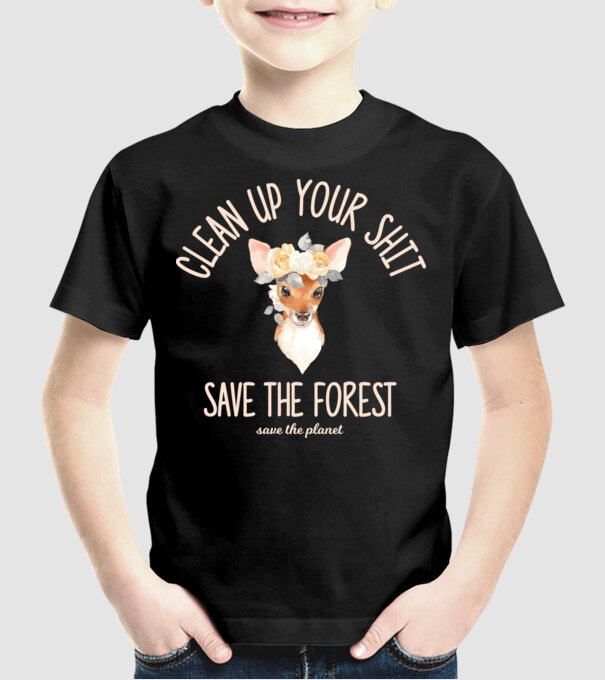 Clean up your shit model negru pe tricou