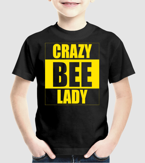 Crazy bee lady model negru pe tricou