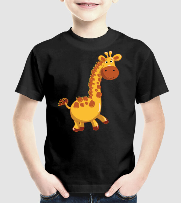 Cute giraffe model negru pe tricou