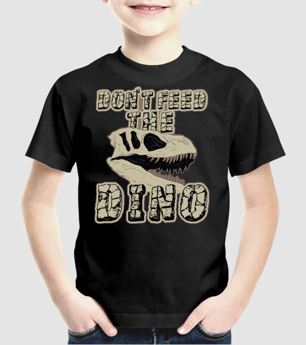 Dont feed the dino model negru pe tricou