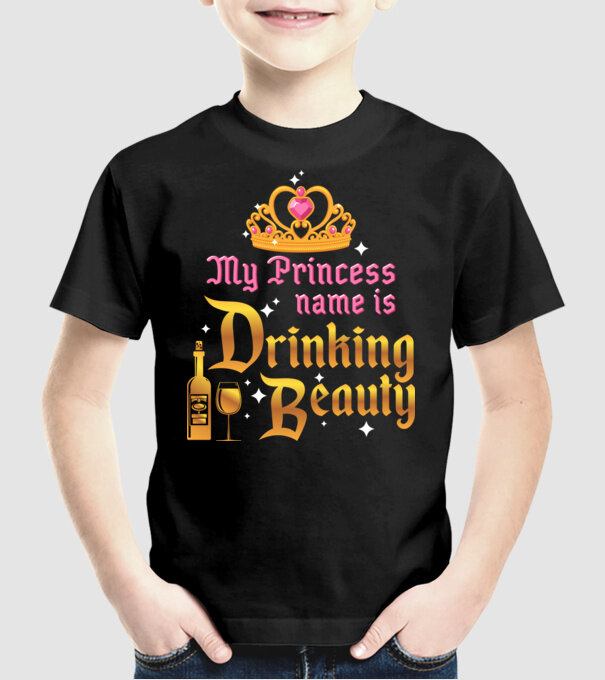 Drinking beauty model negru pe tricou