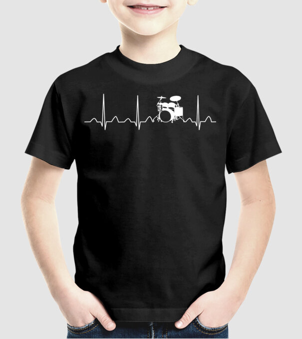 Drums heartbeat model negru pe tricou