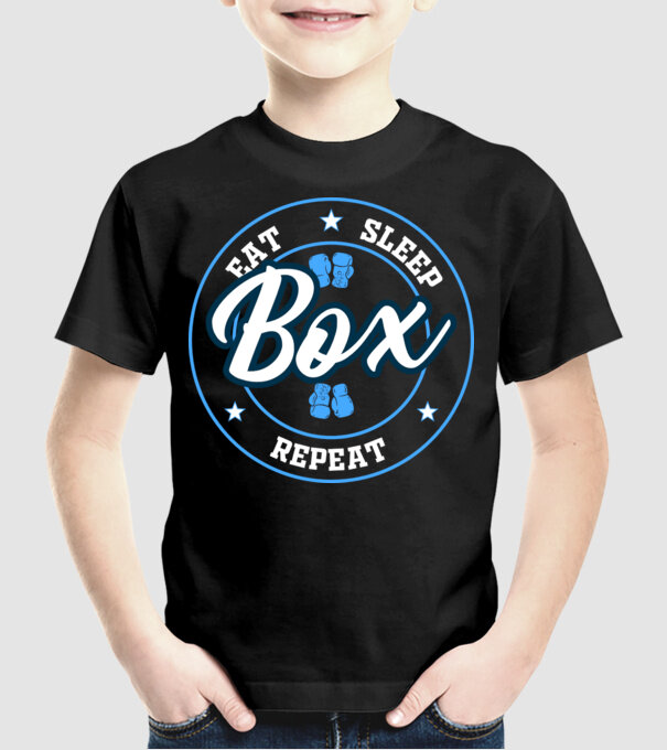 eat sleep box repeat model negru pe tricou