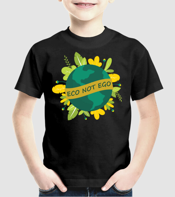 ECO NOT EGO model negru pe tricou