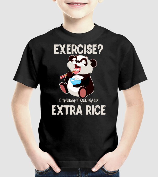 Exercise panda light model negru pe tricou