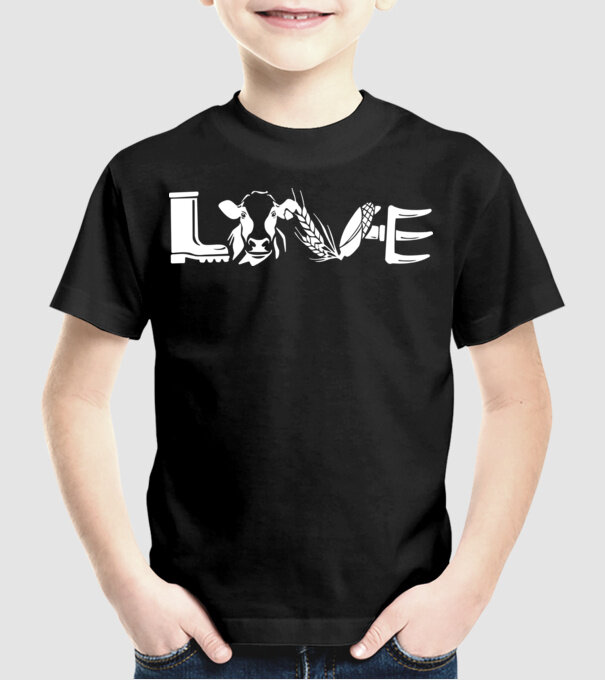 Farm love Cu tractor model negru pe tricou
