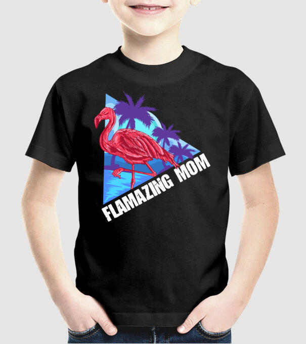 Flamingo mom model negru pe tricou