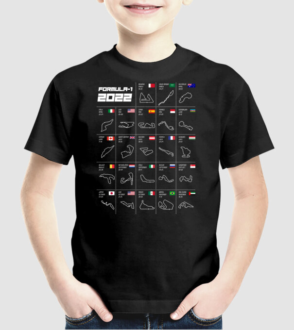 Formula 1 tracks 2022 model negru pe tricou