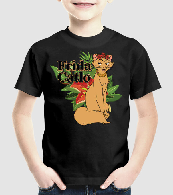 FridaCatlo model negru pe tricou