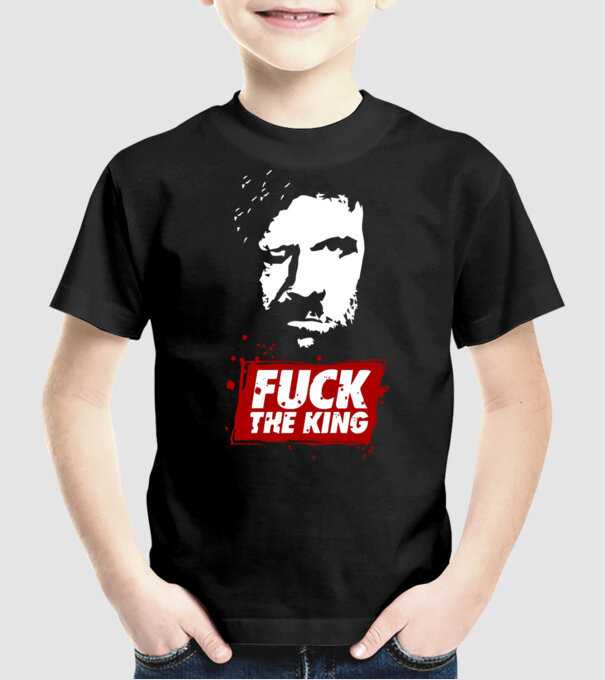 Fuck the king model negru pe tricou