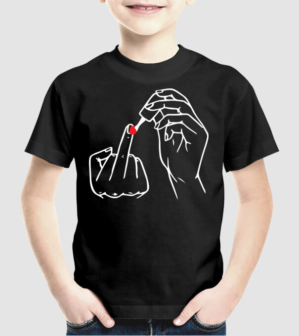 Nail polish Fuck U model negru pe tricou