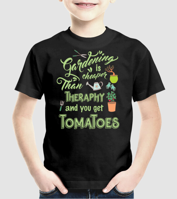 Gardening is cheaper than theraphy model negru pe tricou