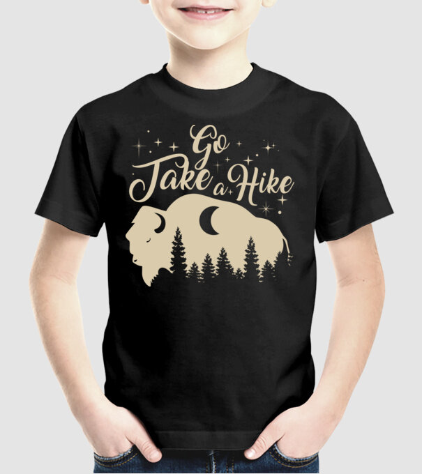 Go take a hike buffalo model negru pe tricou