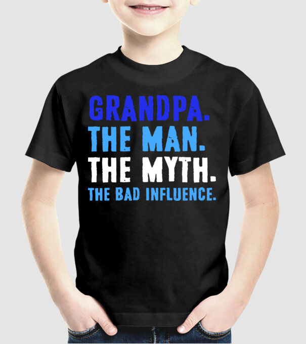 Grandpa, the bad influence model negru pe tricou