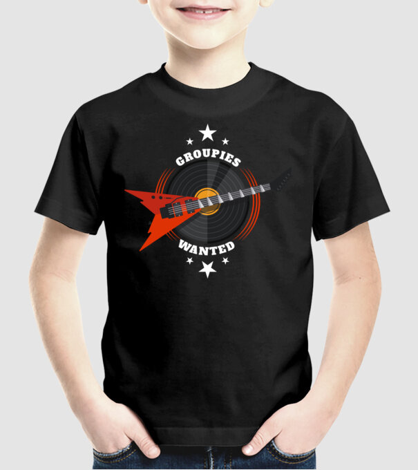 Groupies Wanted model negru pe tricou