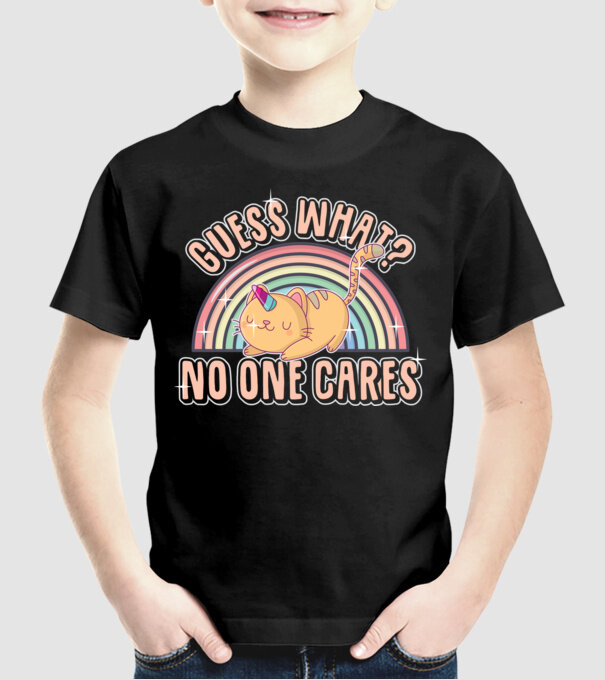 Guess what pisică-unicorn model negru pe tricou