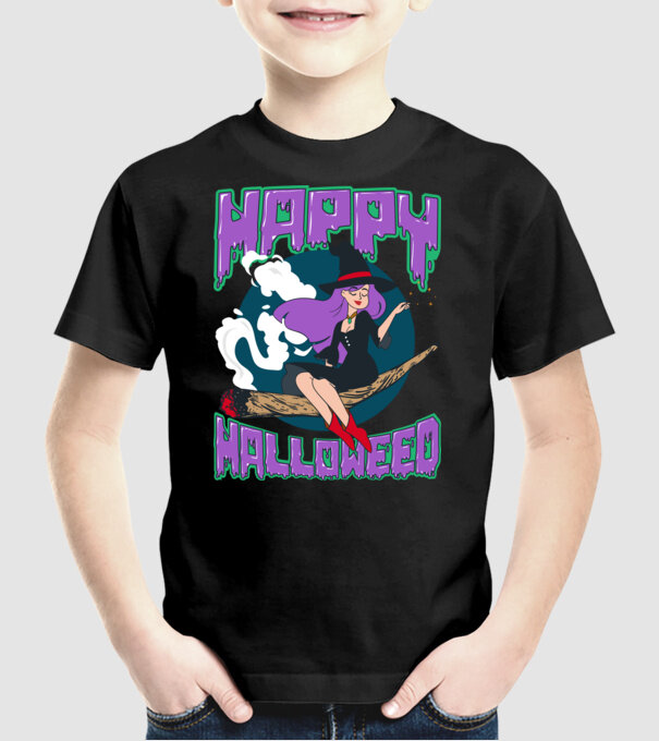 Happy Halloweed model negru pe tricou